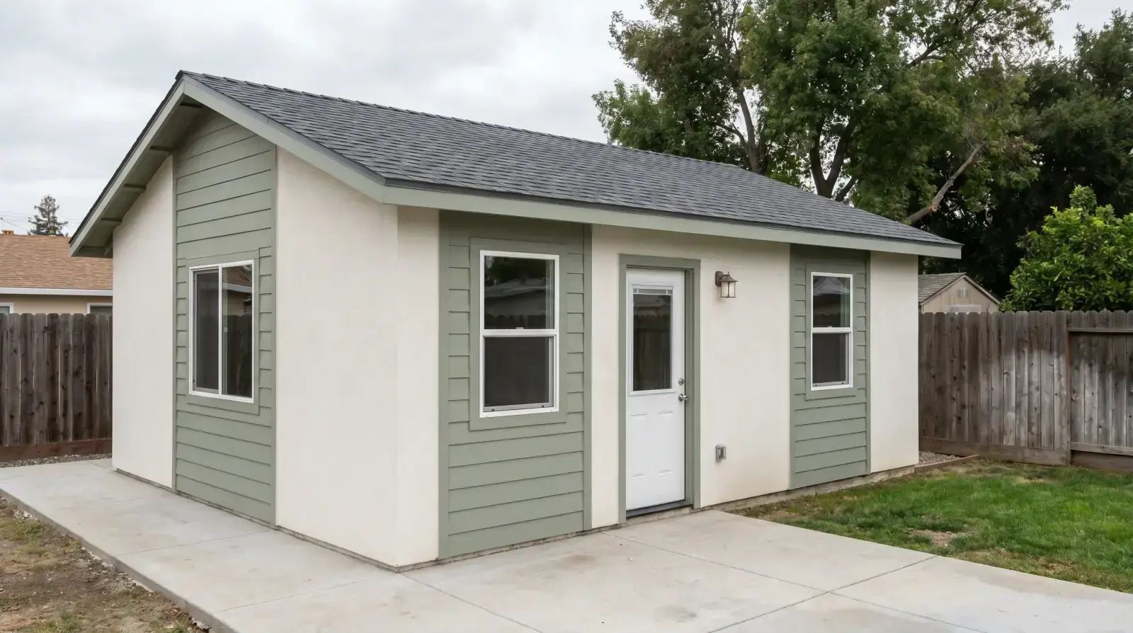 Finished detached ADU in the same Sacramento backyard